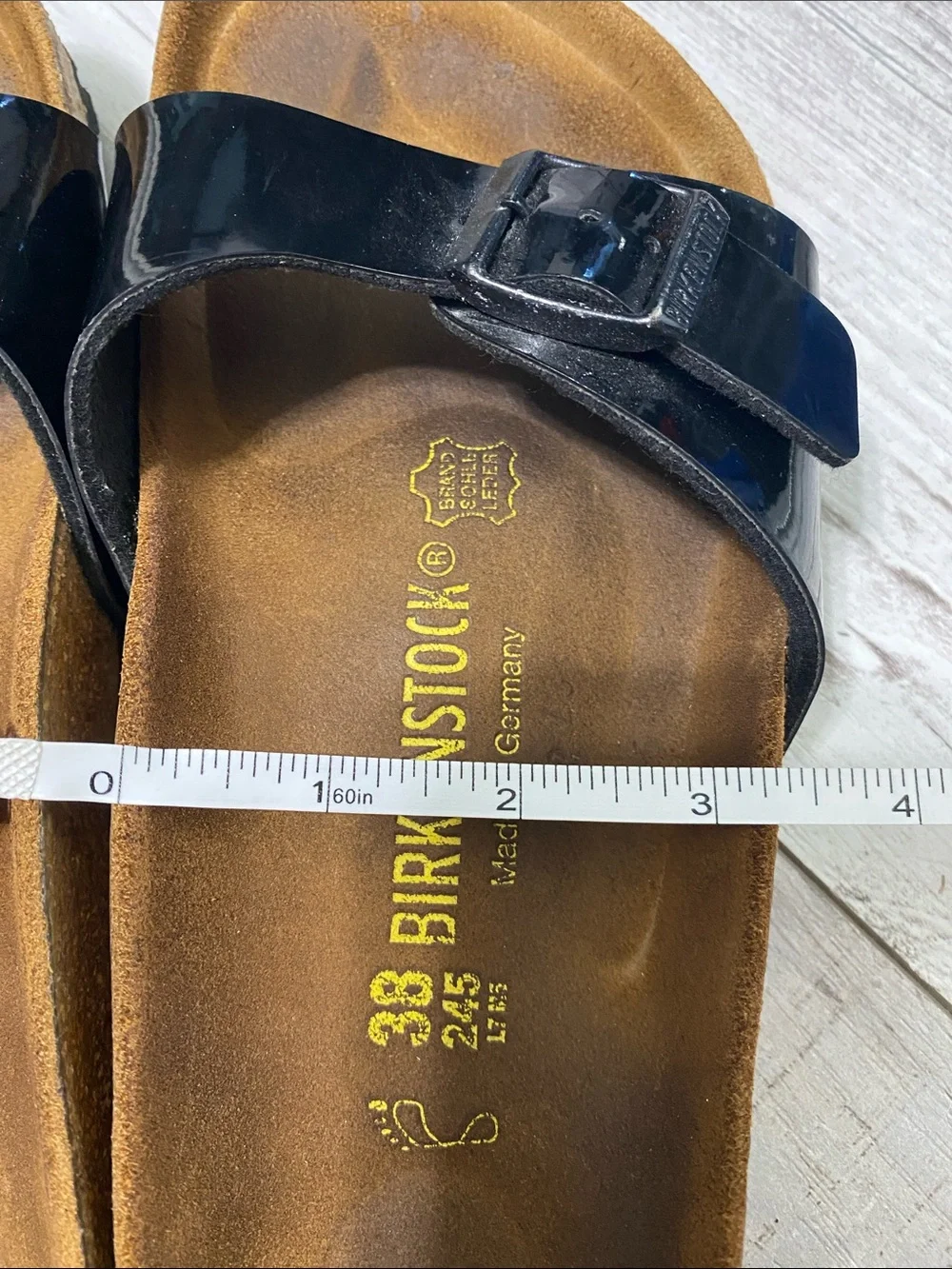 Birkenstock Madrid Single Strap Slide Sandals EU 39 US 8 Patent Leather reg wide